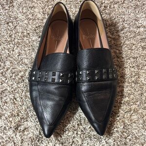 Paolo Black Leather Studded Loafers
